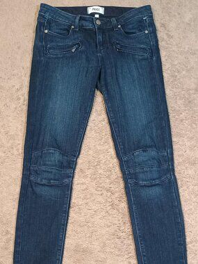 Paige/Jeans/Womens 26 Blue Moto Biker Ollie Ultra Skinny Stretch Designer Denim
